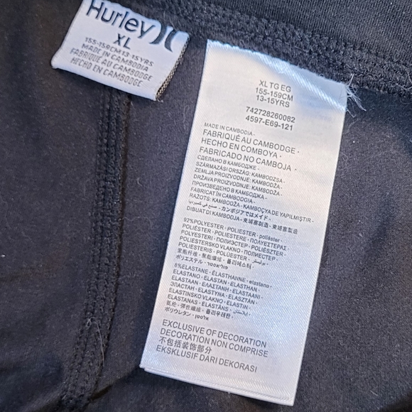 Hurley Girls kids black leggings with pastel rainbow logo on leg sz XL 13-15 yrs - Picture 3 of 3